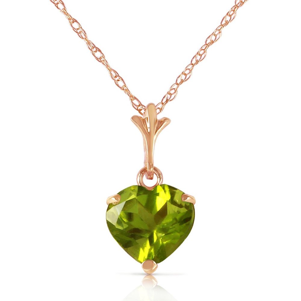 14K. SOLID GOLD NECKLACE WITH NATURAL PERIDOT